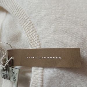 NWT Women's 100% 2-play Cashmere Ivory Sweater L Puff Sleeves Crew Neck Gift